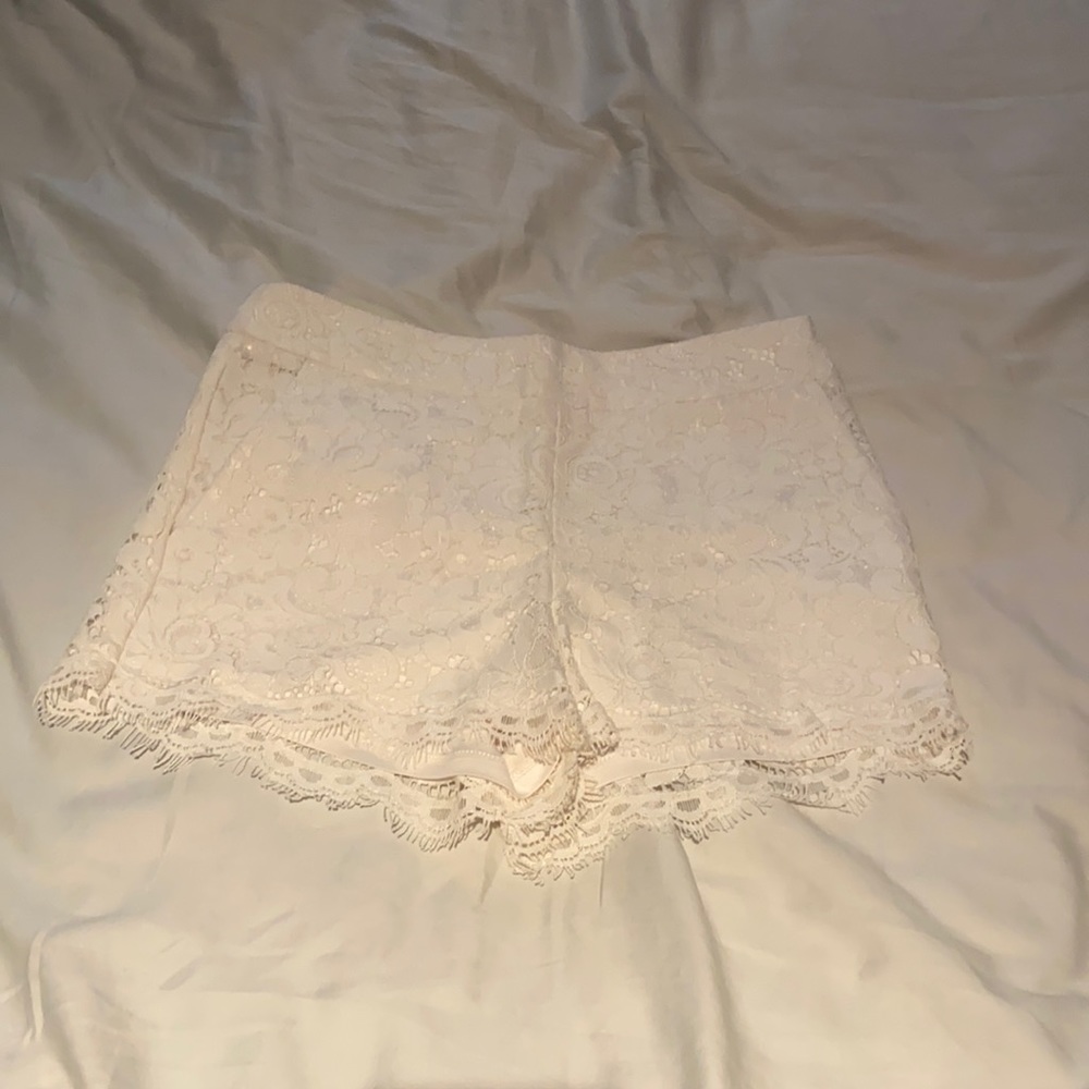 White lace shorts
